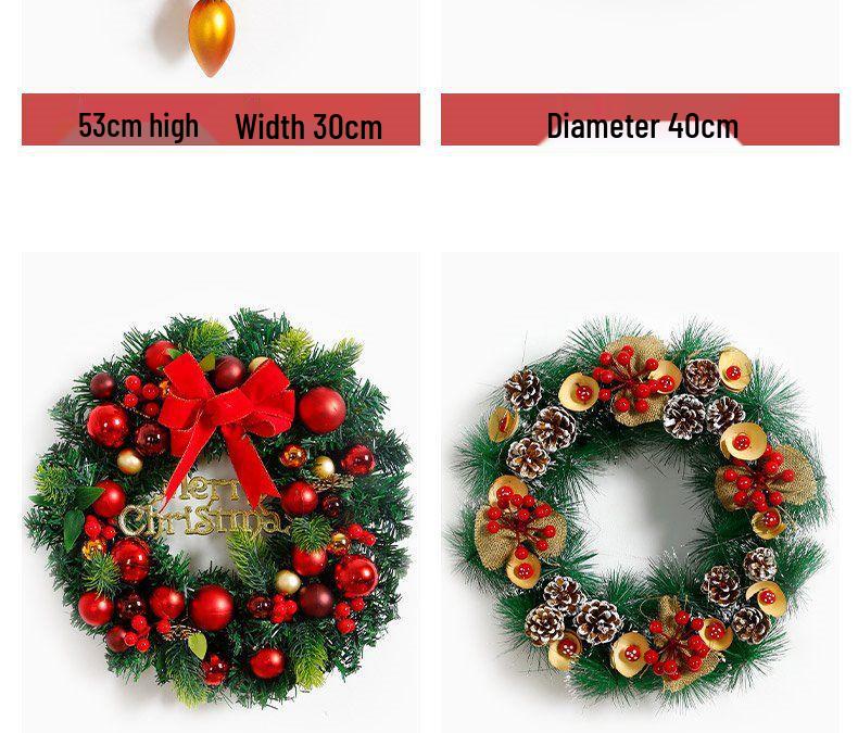 50CM Christmas Wreath & 2.7M Garland Set - Festive Door & Wall Decor