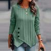 Women's   T-Shirt Retro Slim Slim Long Sleeve Round Neck Button Knit Sweater