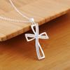 925 Stamp Silver Color Style Cross Fashion Vintage Retro Charm Lucky Pendant Necklace Womens Jewellery