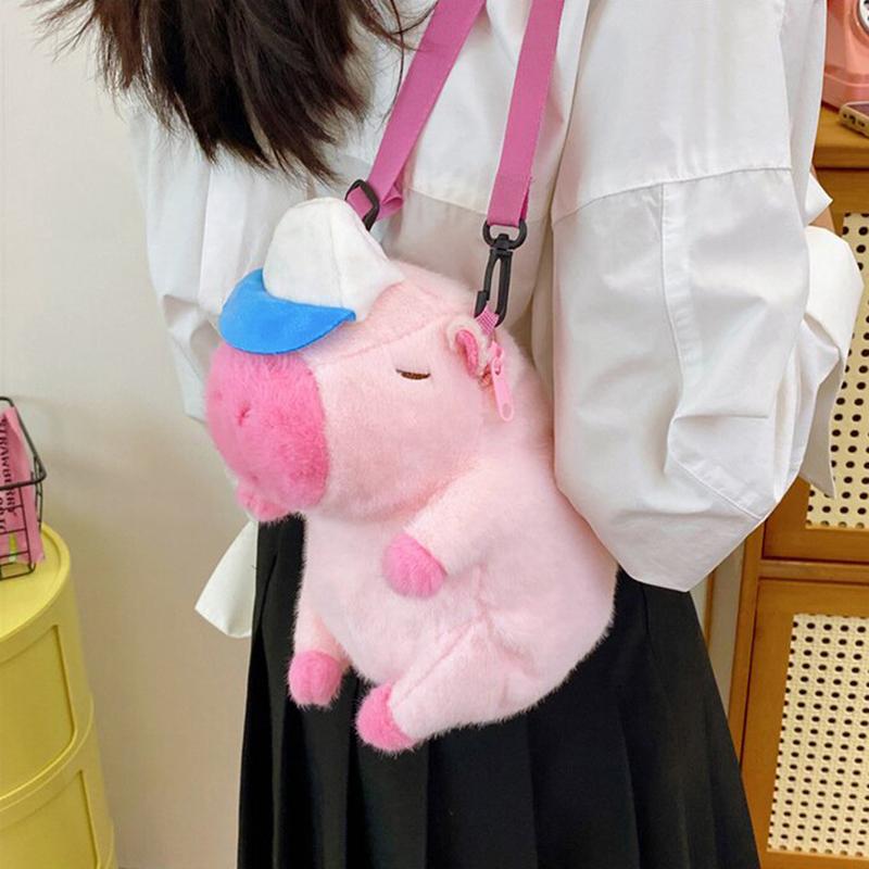 Милый плюшевый рюкзак-капибара большой вместимости, сумка-кроссбоди капибара, сумка-тоут, мягкий школьный рюкзак капибара для девочек, подарки на день рождения