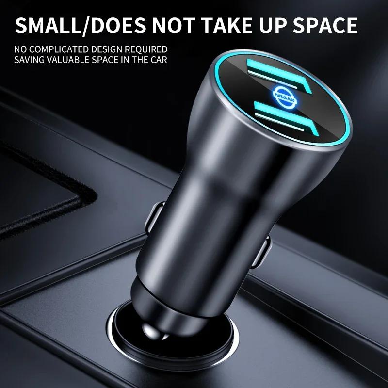 Автомобильное зарядное устройство USB QC3.0 со светодиодным вольтметром, портативный адаптер, гнездо прикуривателя для Nissan X-trail Almera Qashqai Tiida, Автоаксессуары