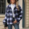 Женская свободная повседневная клетчатая шерстяная куртка с длинными рукавами и лацканами, модная куртка