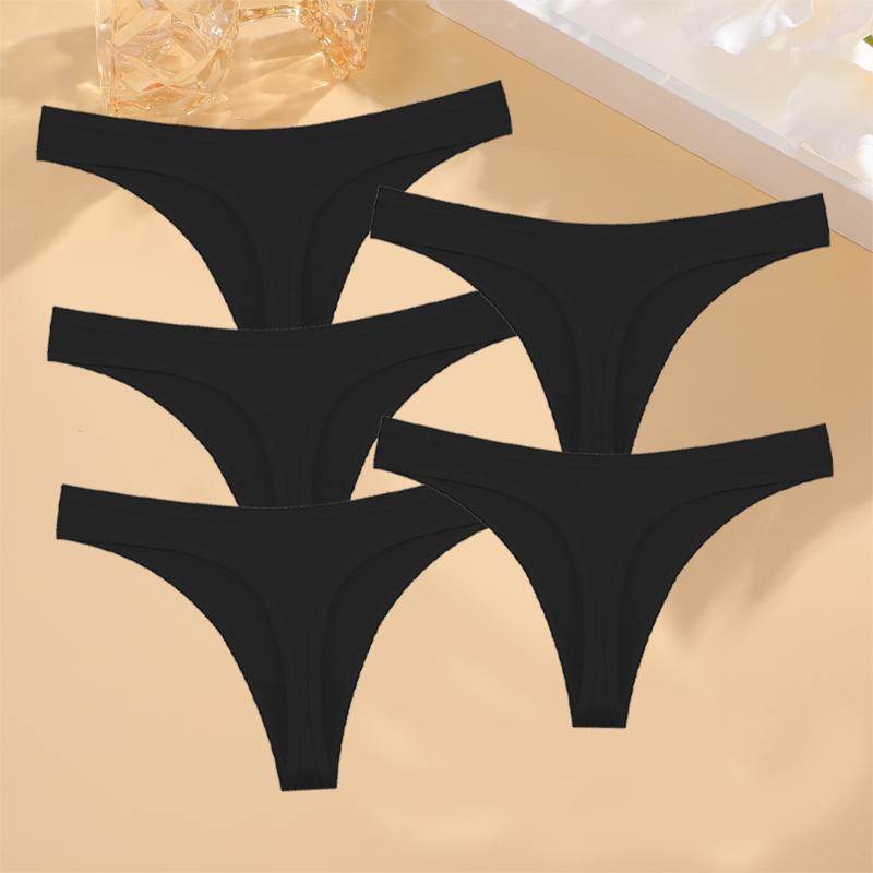 5 шт./компл. хлопковое комфортное нижнее белье для женщин, сексуальные дышащие стринги с низкой талией для девочек, однотонные спортивные трусики, эластичное нижнее белье-стринги