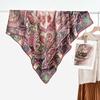 Lightweight Double-sided Printed Silk Scarf Breathable Retro Patterned Square Shawl  Spring