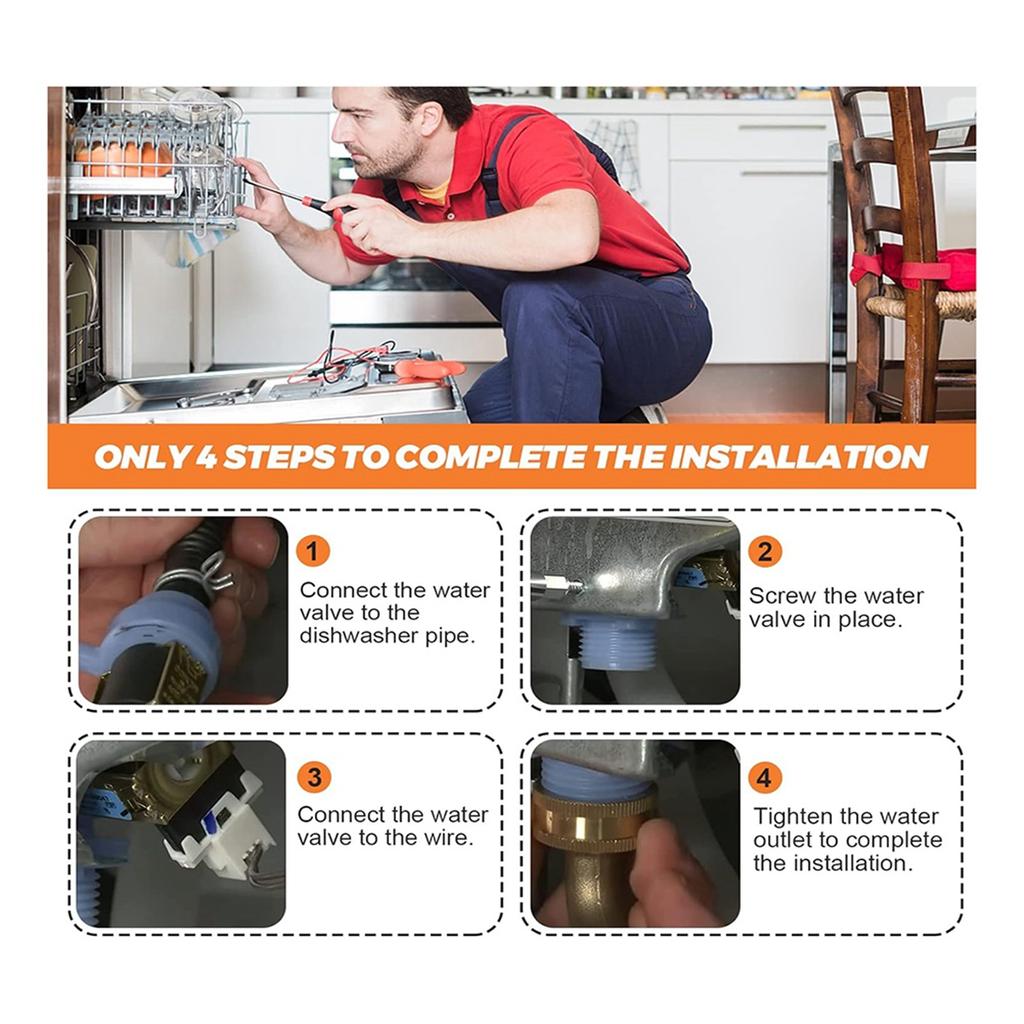 W10327249 W10327250 Клапан впуска воды для посудомоечной машины, подходит для Whirlpool, Kenmore 665 662 Series, для Kitchenaid, заменяет W11130743