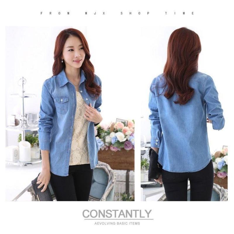 Тонкая джинсовая рубашка из чистого хлопка, женская весенне-осенняя рубашка с длинными рукавами, летнее солнцезащитное пальто, прилив