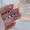 1Pair Silver Classic Four Prong Diamond Simple Zircon Stud Earrings For Women