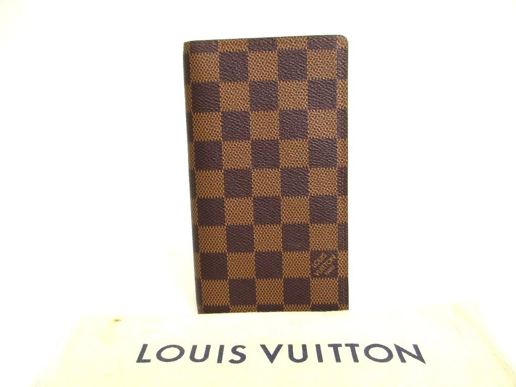 Authentic LOUIS VUITTON Damier Brown Leather Card Holder Notebook Cover #a903 Refurbished