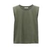 Spring and Summer New Women's Clothing Minimalist round Neck Cotton with Padded Shoulder Washing Effect Sleeveless T-shirt Top 0858203