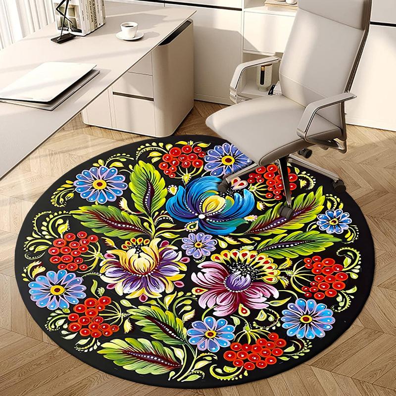 1pc Office Carpet Chair Mats Colorful Floral Mandala Design Perfect for Decorating Office Chairs, Living Rooms, Or Bedrooms