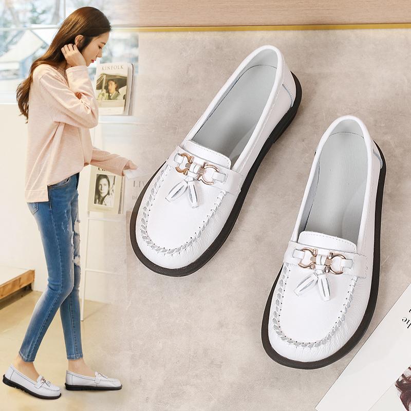 Женские лоферы с конской пряжкой, кожаные мокасины для вождения, удобные туфли на плоской подошве, повседневные туфли без шнуровки, прогулочная минималистичная женская обувь для беременных больших размеров
