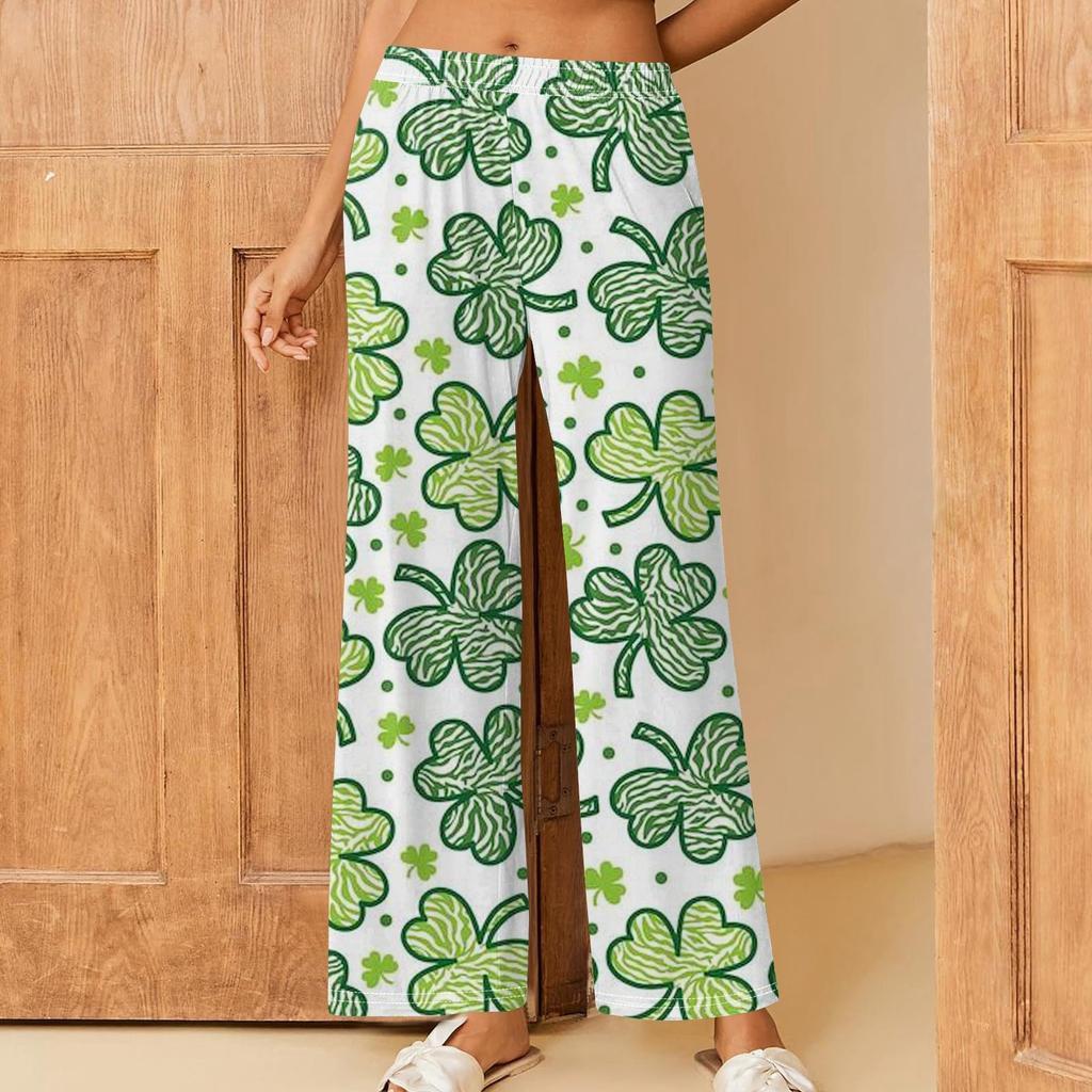 Women's St. Patrick's Day Printed Casual Elastic Waist Comfortable Straight Tube Loose Pants