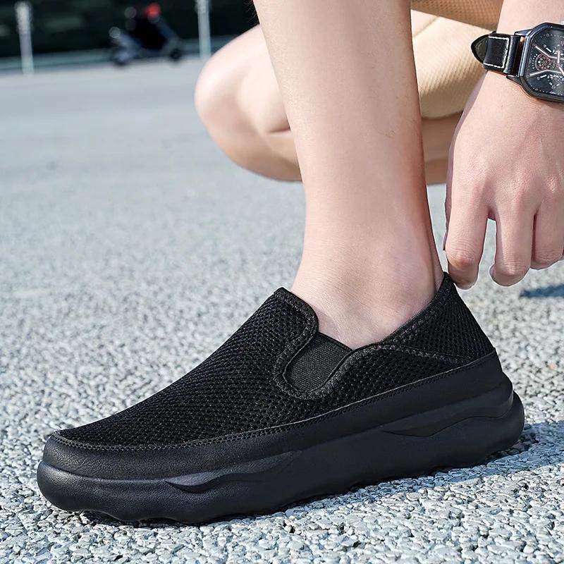 Summer Shoes Men Couple Casual Shoes Fashion Lightweight Breathable Walking Sneakers Slip-on Mens Mesh Flats Shoes Plus Size 48