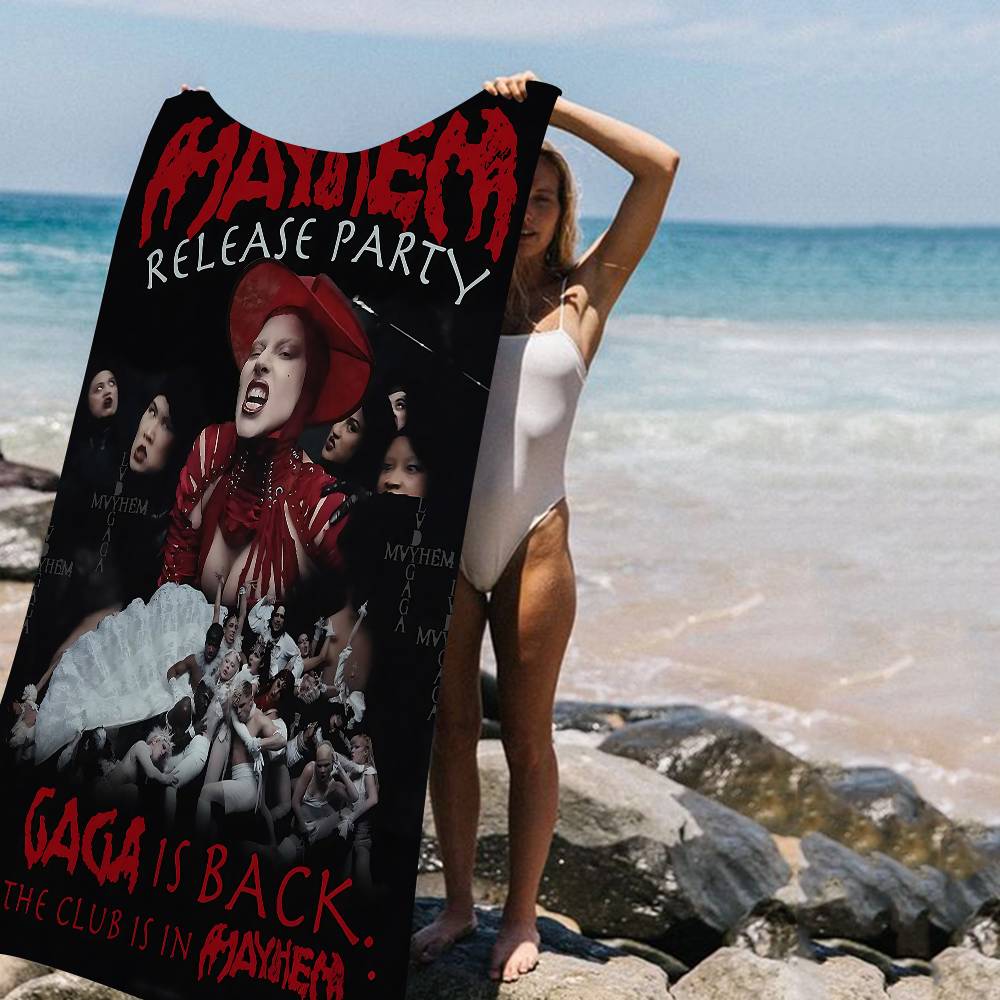 Полотенце для пляжа L-Lady Gaga Mayhem для детей, Банное полотенце, Полотенце для бассейна, Подарок на отпуск, Полотенце для пикника, Подарок на вечеринку
