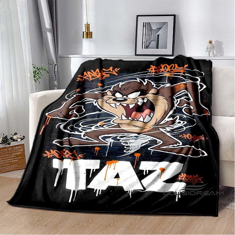 Fun Cartoon Tasmanian Devil Warm and Cozy Flannel Blanket—Ideal for Bedrooms, Sofas, Beds, Seats, Picnics, and Travel