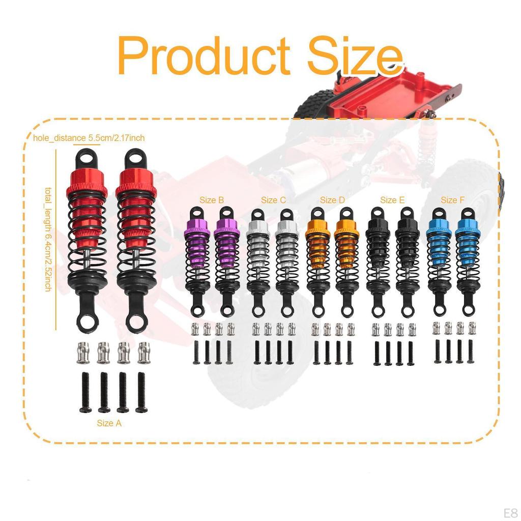 2 Pieces Hydraulic Shock Absorbers for RC Car 1/12 1/16 Replacement Upgrade Dampers Set Shocks