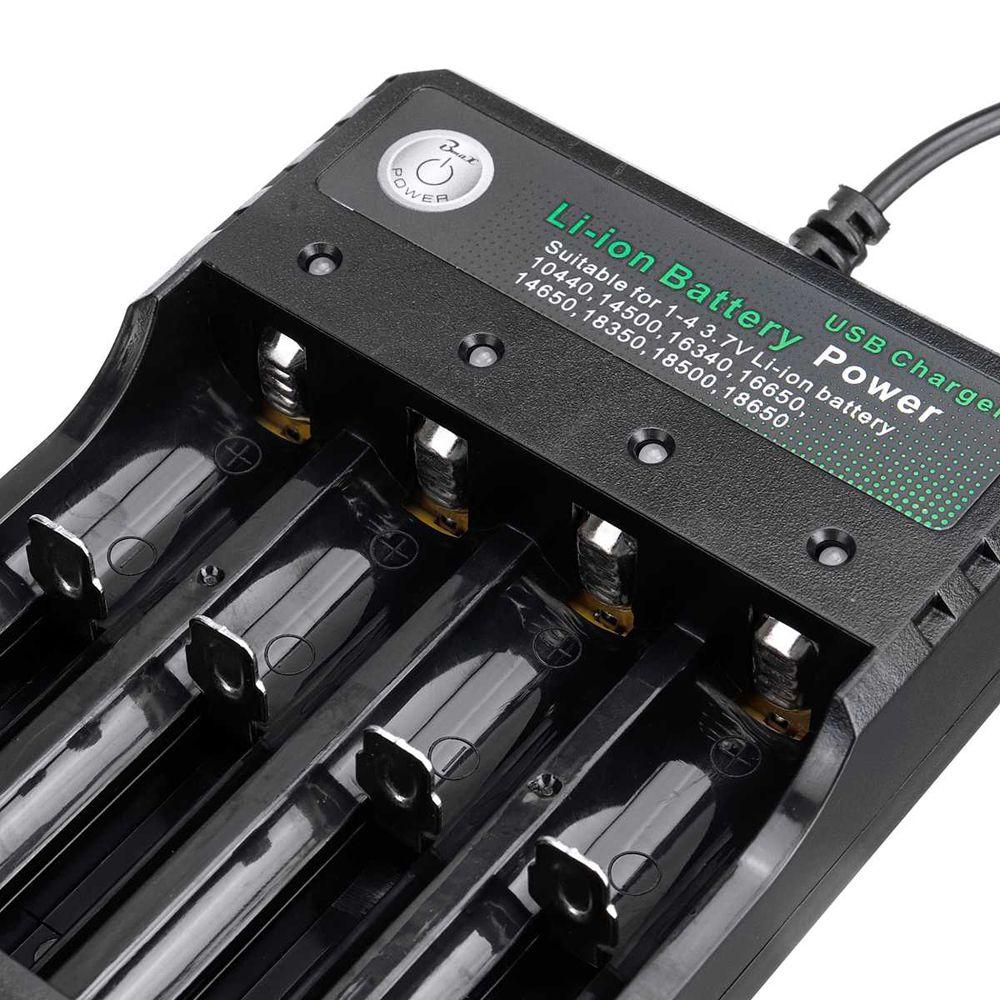 Li-ion Battery 18650/18500/16340/14500/26650 4 Slot Battery Charger For 18650 Charging USB Charger