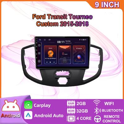 Автомобильный мультимедийный плеер Android 2 Din для Ford Transit Tourneo Custom 2015-2018, головное устройство, стерео Carplay, GPS-навигация, BT, WIFI, 2 + 32 ГБ