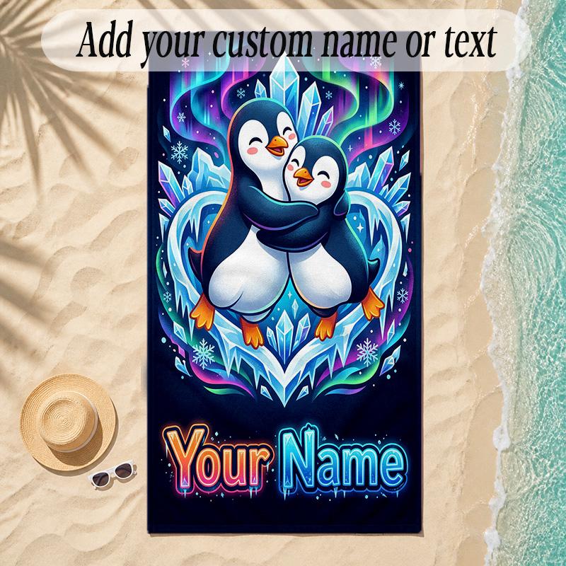 Snow Theme Soft Beach Towel Personalized Custom Name Text Towel Portable for Beach Pool Travel