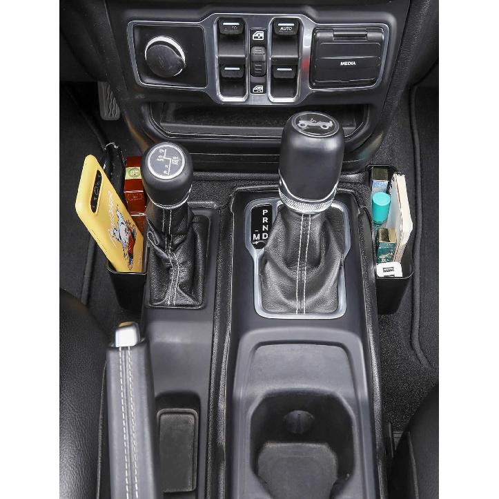 Savadicar GT-2 Shifter Storage Box, Gear Shift Side Tray, Center Console Organizer Compatible With 2018-2025 Jeep Wrangler JL JLU 4XE & Gladiator JT,