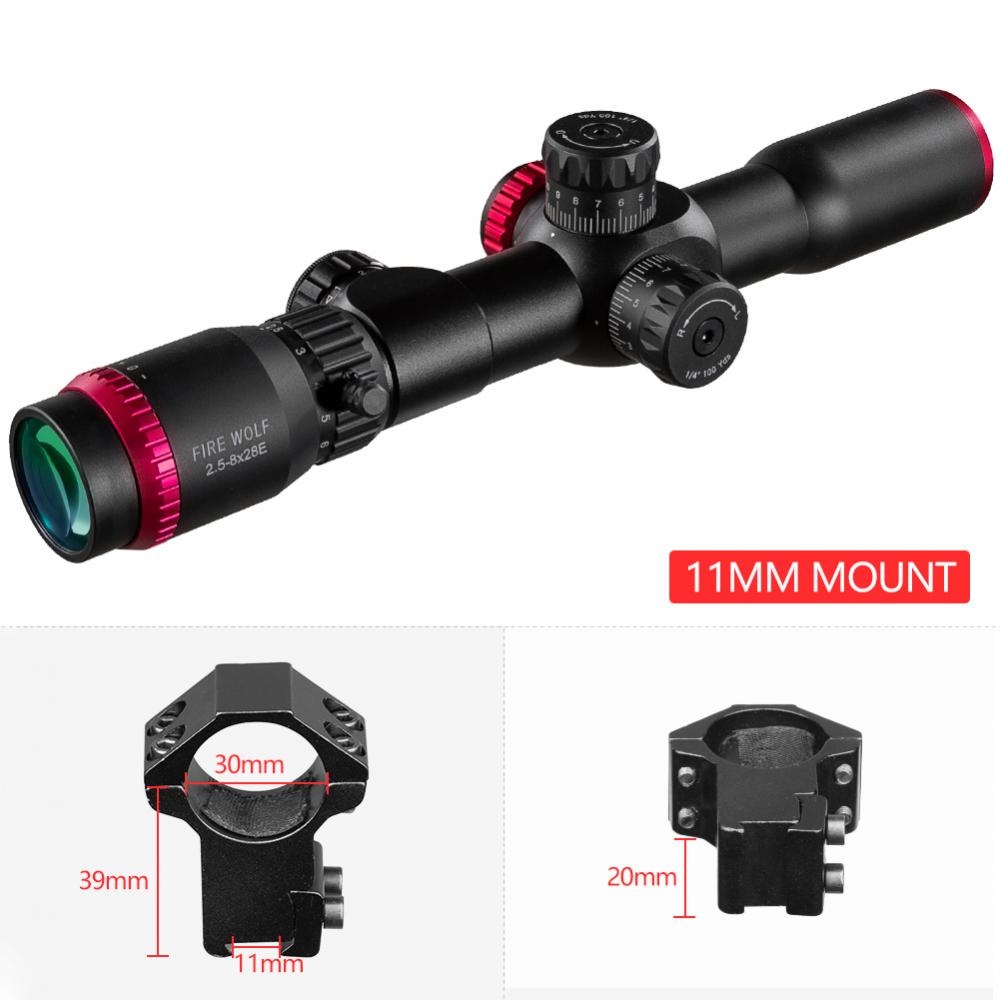 FIRE WOLF 2,5-8X28 FFP охотничий прицел двойной крест красный и зеленый фокусирующий тактический оптический прицел