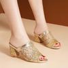 2025 Korean Style Chunky Heel Peep Toe Sandals - Women's Comfortable, Breathable Mesh Slippers for Spring/Summer