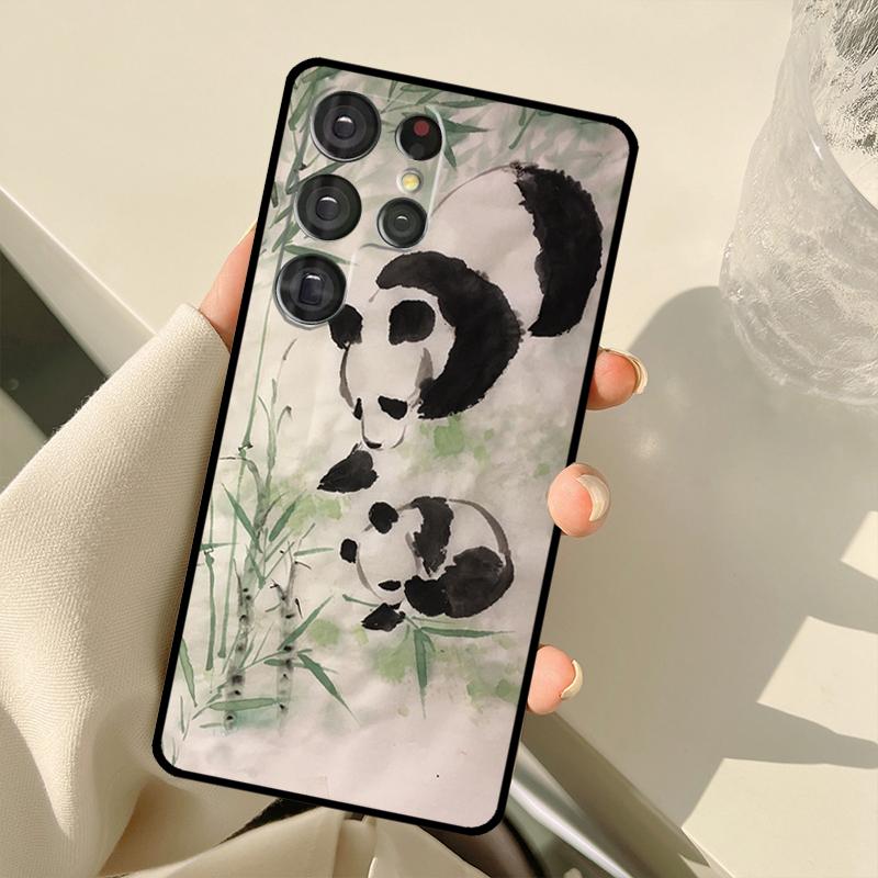 Китайский Чехол с Медведем Пандой для Samsung Galaxy S23 Ultra S21 S22 S24 S25 Ultra S9 S10 Plus S25 FE S20 FE Задняя Крышка