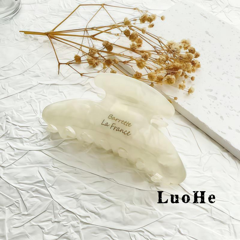 Зажим-краб для волос в корейском стиле с золотой этикеткой из ацетата в форме акульего зуба для элегантной высокой прически