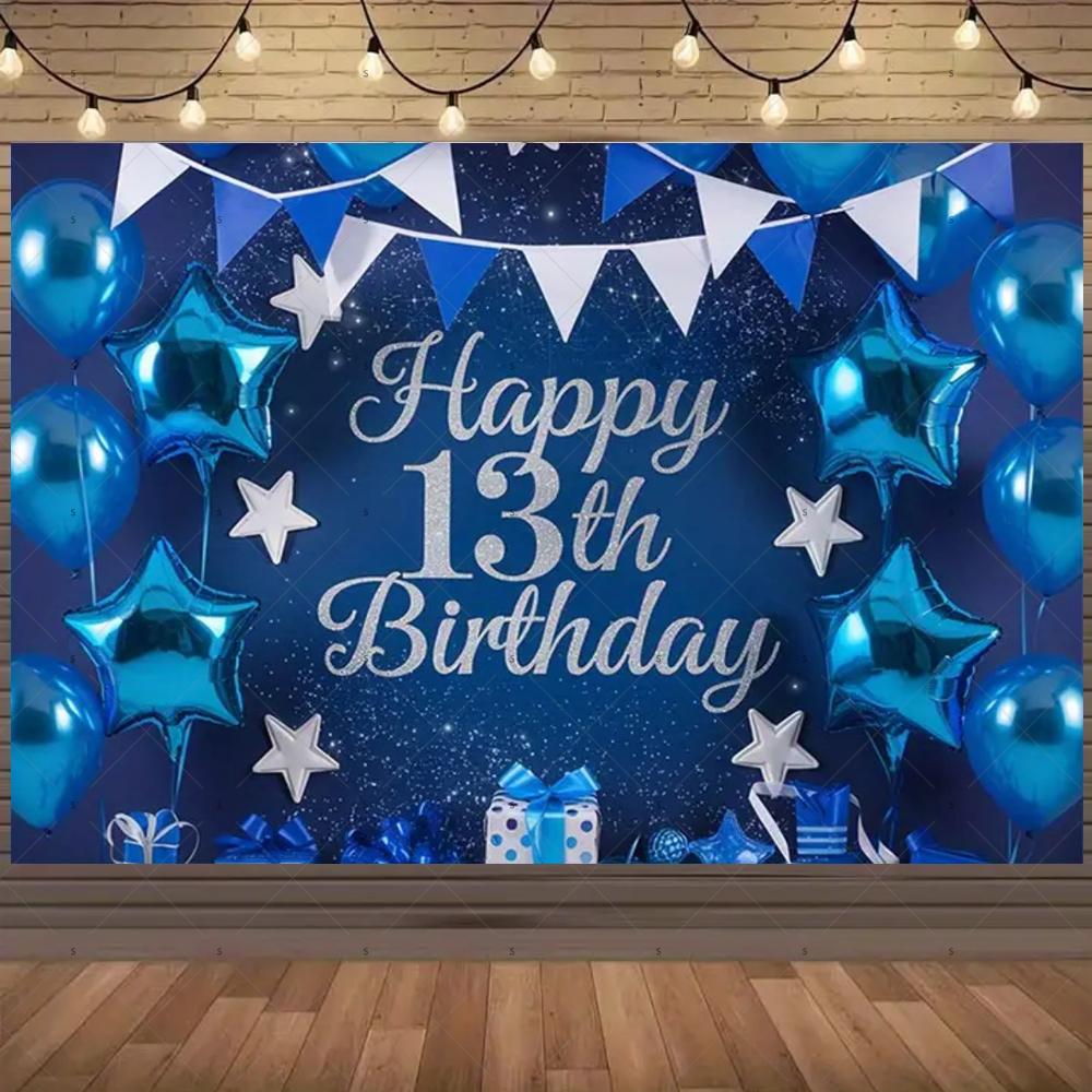 13th Birthday Partys Decoration Backgound Surprise Colorful Glitter Balloon Child Gift Banner Family Photography Props Backdrop