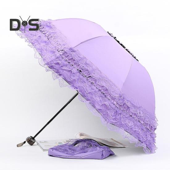 Кружевной складной зонт, портативный, солнцезащитный, с защитой от ультрафиолета, ветрозащитный, легкий, водонепроницаемый, дорожный, мини-зонт от солнца и дождя, карманный зонт