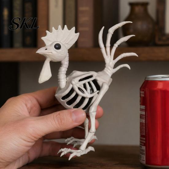 Realistic Animal Skeleton Halloween Rooster Statue, Resin Chicken Bone Figurine for Yard Lawn, Life Size Spooky Outdoor Garden Decor Haunted