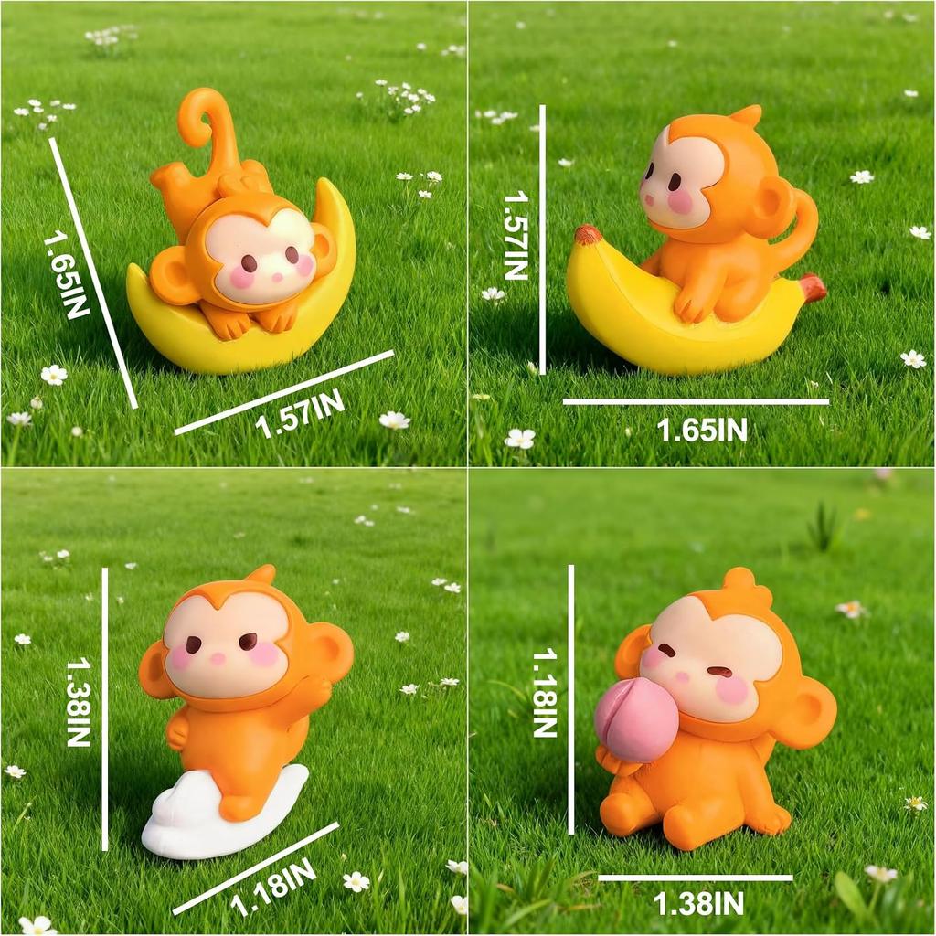 Mini Monkey Dashboard Decorations, 4 Pcs Car Dashboard Decor Rear View Mirror Ornaments, Cute Car Accessories for Women