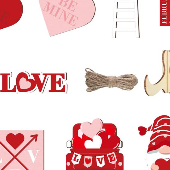 1 набор украшений ко Дню святого Валентина, двухсторонний деревянный гном в форме сердца