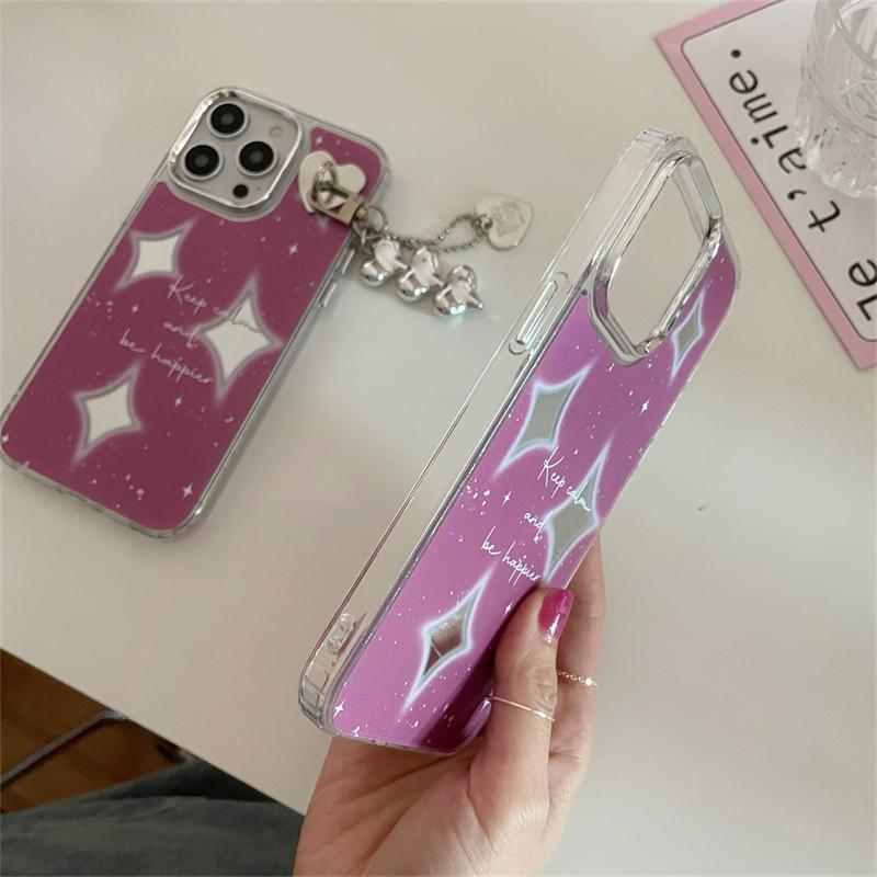Роскошный блестящий зеркальный чехол с подвеской в форме звезды и сердца для Iphone 13 12 11 14 Pro Max Bling, противоударная мягкая задняя крышка