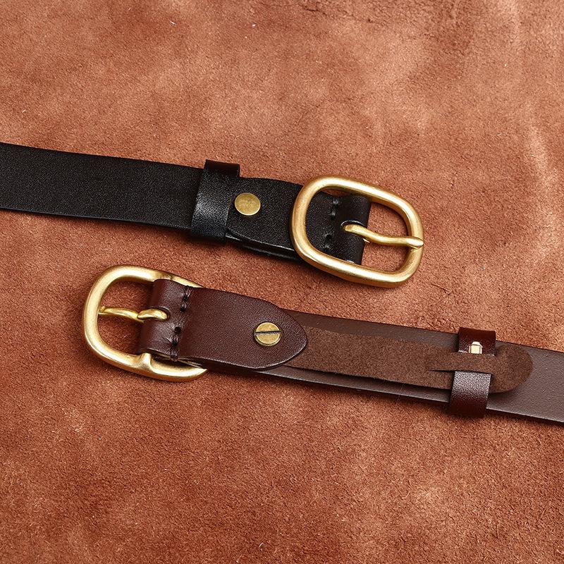 Light Luxury Minimalist Versatile Brass Pin Buckle Ins Style Women'S Belt Fashion Trend Internet Celebrity Same Leather Belt Women