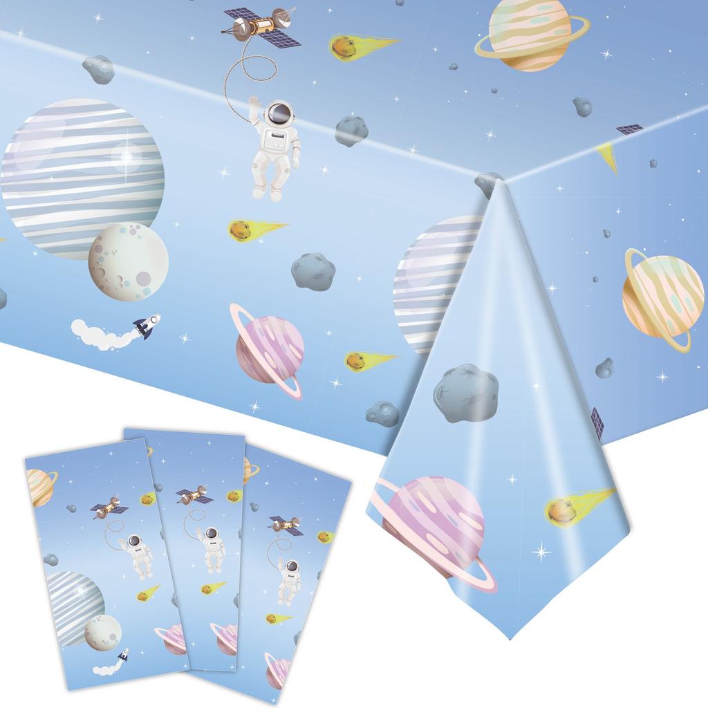 Light Blue Planet Party Disposable Tableware Set Rocket Planet Outer Space Plates Happy Kids Space Theme Birthday Party Decor