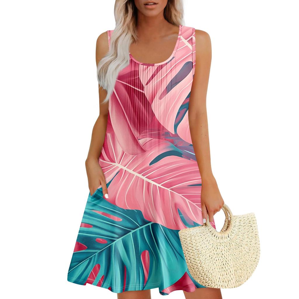 Женский повседневный сарафан с карманами, летнее пляжное платье в стиле бохо, праздничные платья для женщин, платья-майки