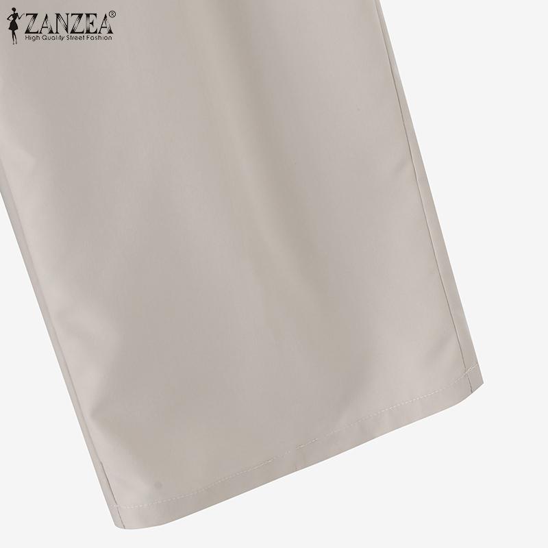 ZANZEA Женский повседневный комплект из двух предметов: длинная блузка и брюки с принтом зебры