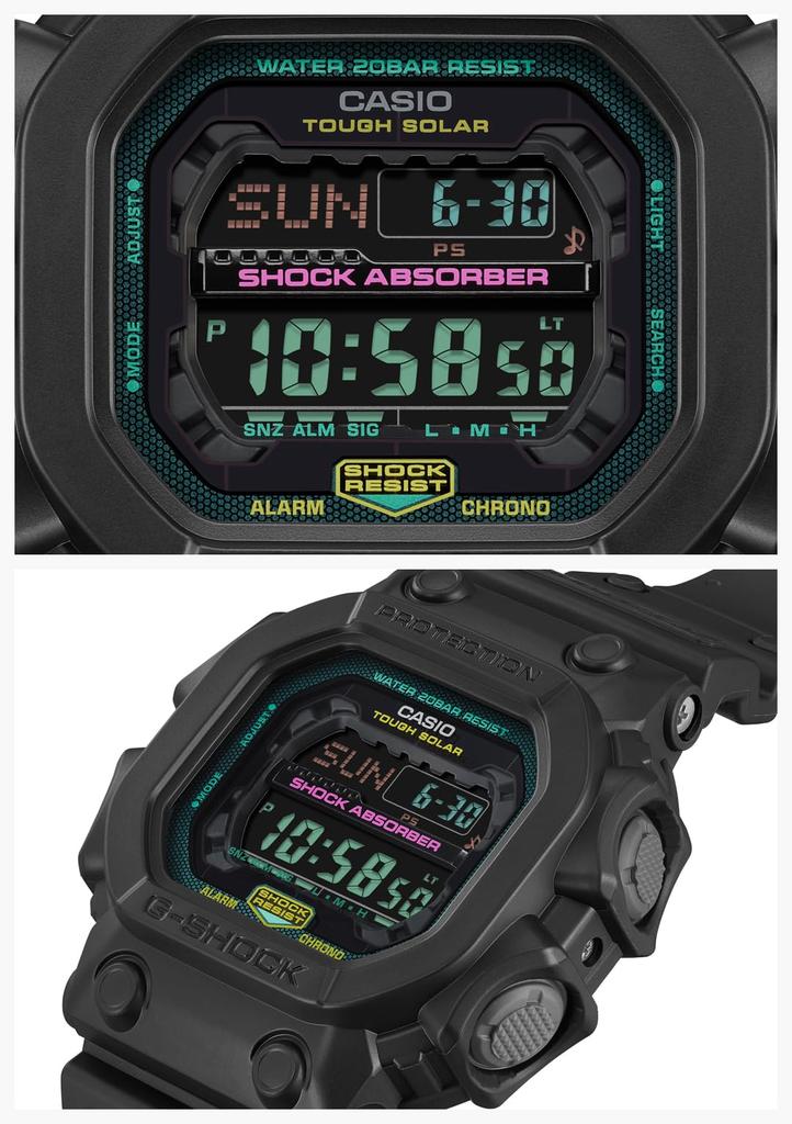 Часы Casio G-Shock, серия Multi Fluorescent color, GX-56MF-1JF, мужские, черно-флуоресцентные, оригинальный японский продукт