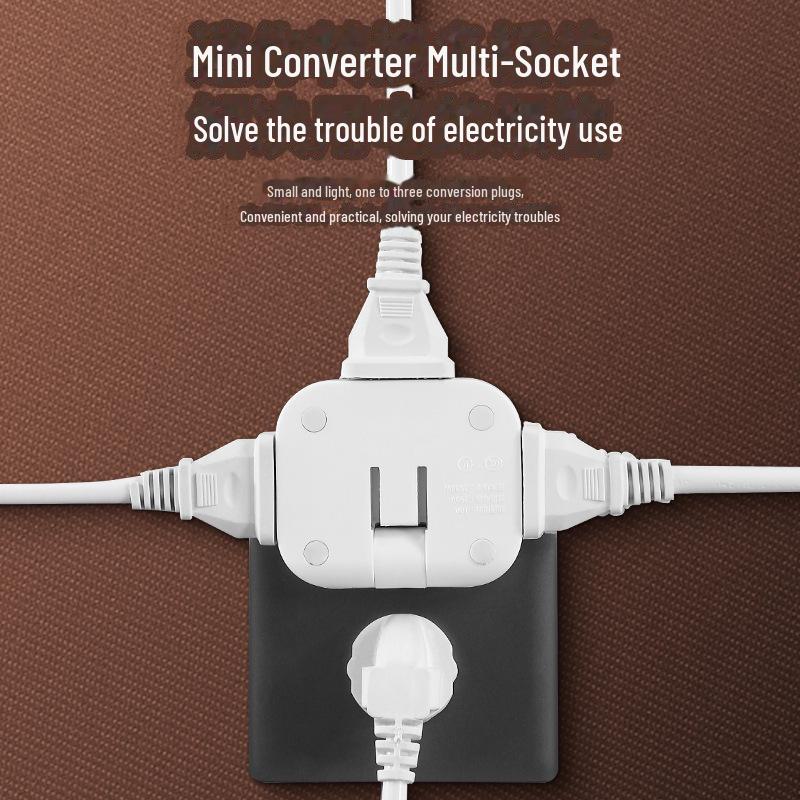 Вращающийся на 180° двухконтактный разъем-конвертер: Преобразует одну розетку в три с помощью конструкции с двумя головками