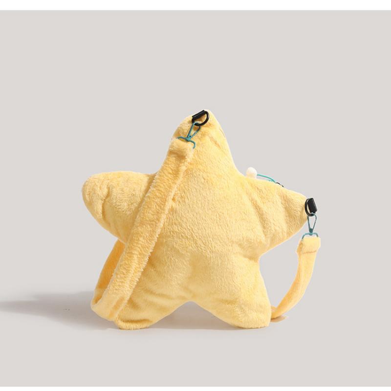 Cute Star Bag Fluffy Five-Point Star Shoulder Bag Unique Design Furry Crossbody Bag Fashion Accessory Women's Bag White
