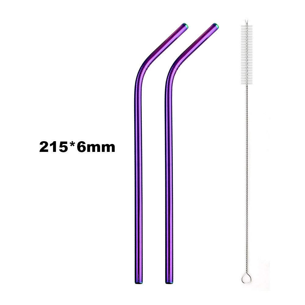 Reusable Drinking Metal Straw Stainless Steel Colorful Rainbow Straw 16/19/21/23/26cm Straws Diameter 6/8/12mm With 1 Brush