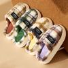 Fashion Thick-bottomed Cotton Slippers Autumn and Winter Velvet Warm Indoor Home Couple Plaid Deodorant Antibacterial Cotton Mop