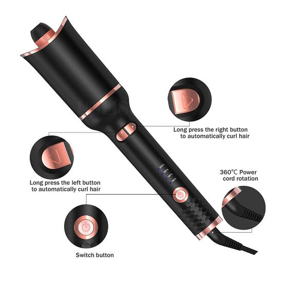 Автоматическая плойка для волос с 4 регулируемыми температурами, быстрый нагрев, портативная дорожная плойка для волос, электрическая плойка для завивки волос, женские инструменты для укладки волос
