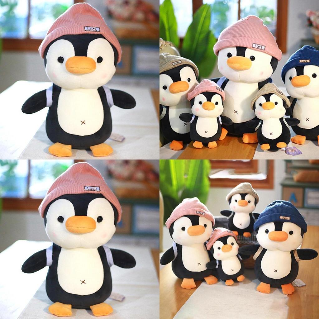 Cuddly Soft 8.7/15/18.9in Pink-blue Hat Penguin Plush Pillow Toy Kids Gift