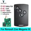 MGRT1 YOCASTY Бесключевой Hands Free для Renault Zoe Megane III Fluence Laguna III Scenic 2009-2015 433МГц PCF7952A Умная карта Ключ от автомобиля