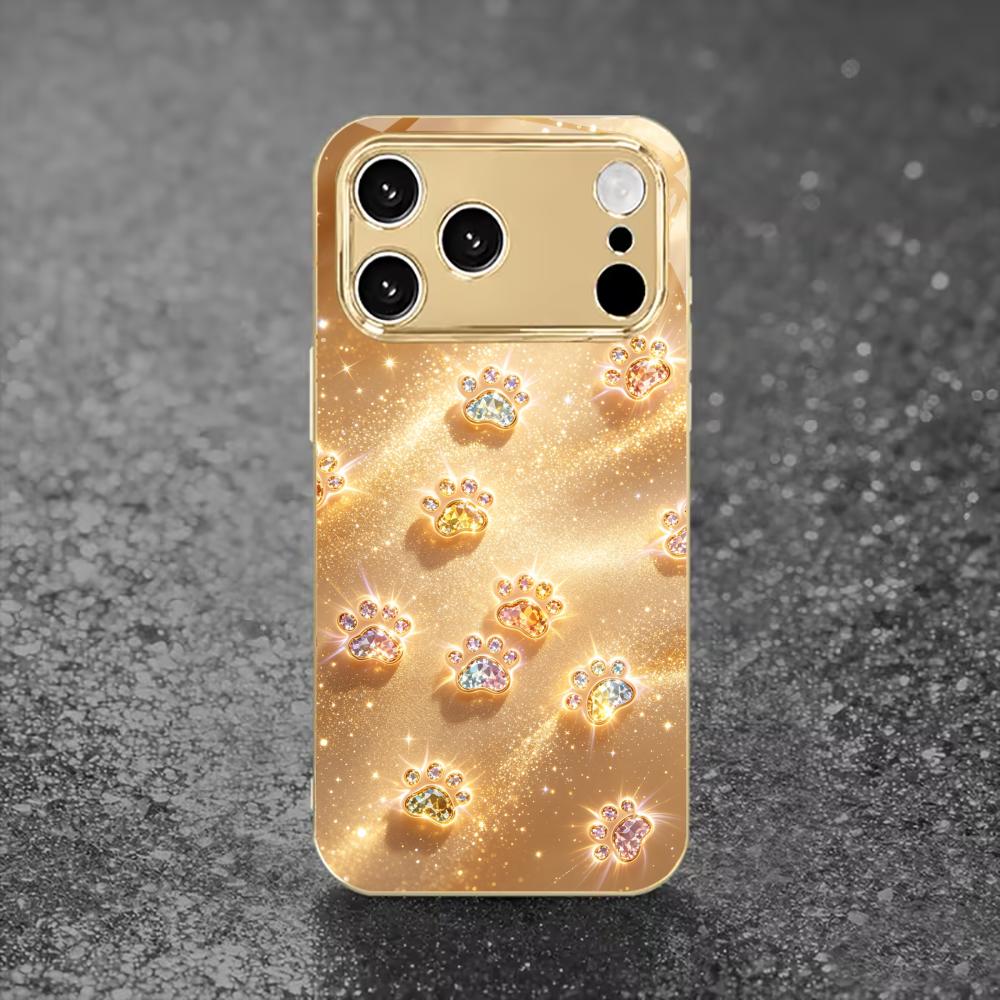 Красивый золотой чехол для телефона с лапками кошки для funda iphone для iPhone 17 pro max чехол-стекло для iPhone 17 16 15 14 13 12pm Pro Plus
