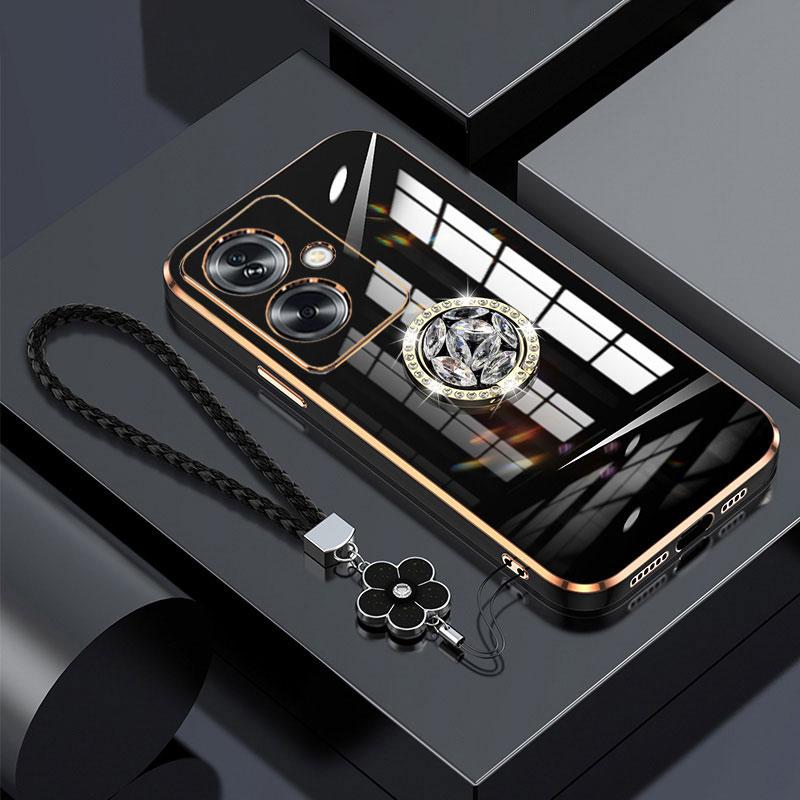 Чехол A79 5G, роскошный чехол с бриллиантовым кольцом для OPPO A79 5G A93 A38 4G, чехол для телефона Realme C33 C35 C55 с чехлом для шнурка с покрытием A 79