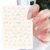 Золотые и серебряные 3D-наклейки для ногтей во французском стиле с классическими геометрическими узорами