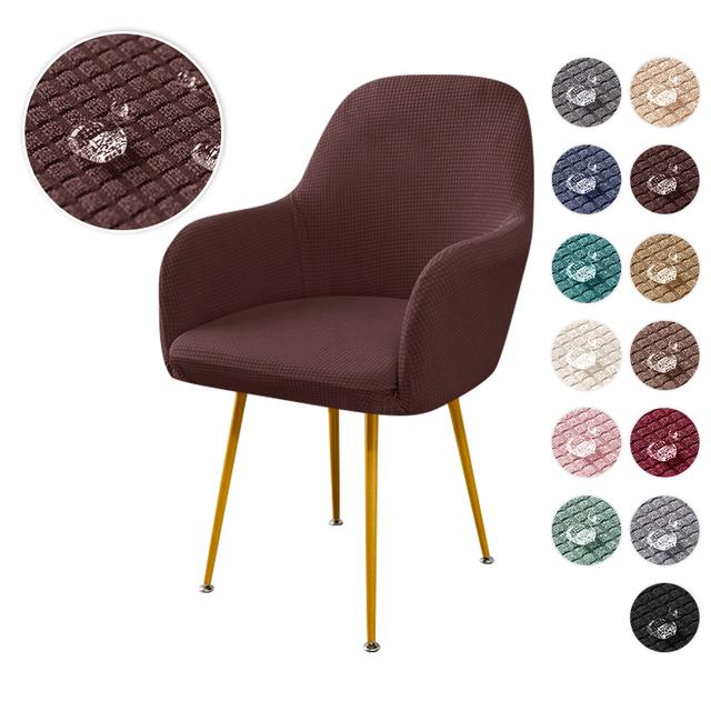 Water Repellent Polar Fleece High Arm Chair Cover Elastic Arc Dining Seat Covers Nordic Solid Color Office Study Chair Slipcover